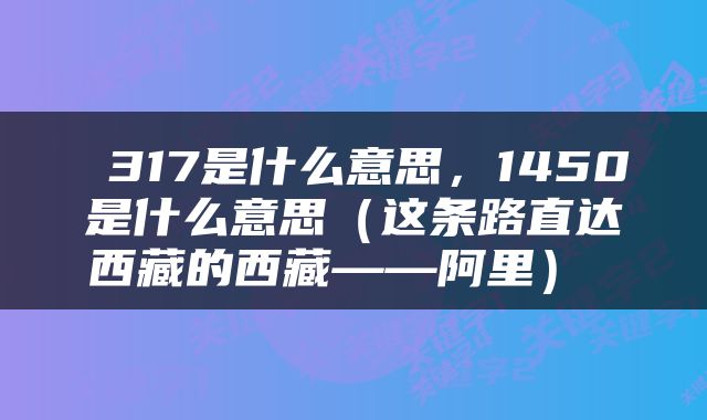  317是什么意思，1450是什么意思（这条路直达西藏的西藏——阿里） 
