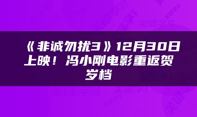 《非诚勿扰3》12月30日上映！冯小刚电影重返贺岁档