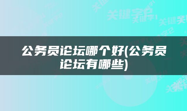 公务员论坛哪个好(公务员论坛有哪些)