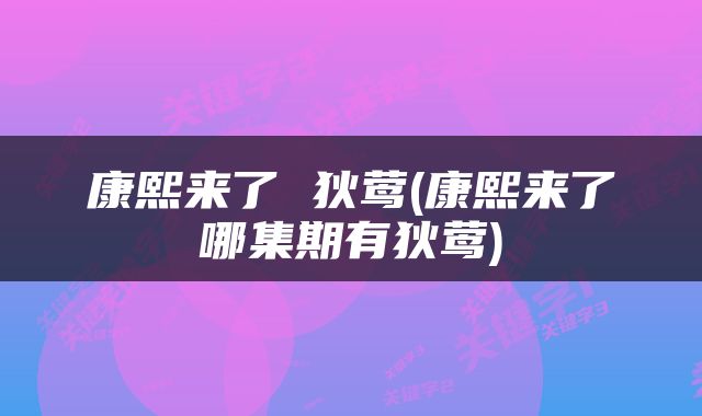 康熙来了 狄莺(康熙来了哪集期有狄莺)