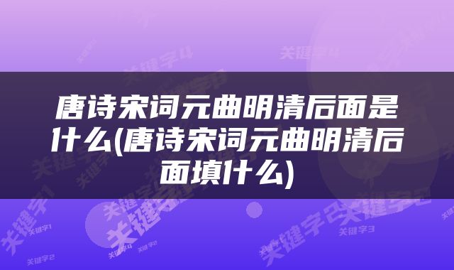 唐诗宋词元曲明清后面是什么(唐诗宋词元曲明清后面填什么)