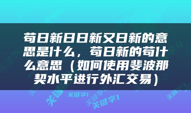 苟日新日日新又日新的意思是什么，苟日新的苟什么意思（如何使用斐波那契水平进行外汇交易）