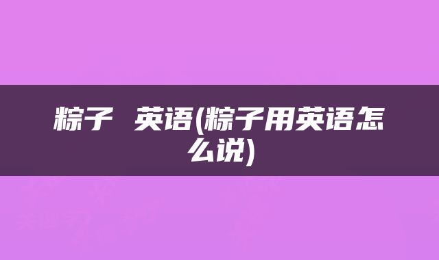 粽子 英语(粽子用英语怎么说)