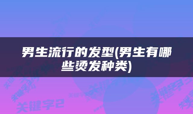 男生流行的发型(男生有哪些烫发种类)