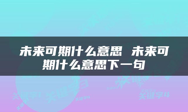 未来可期什么意思 未来可期什么意思下一句
