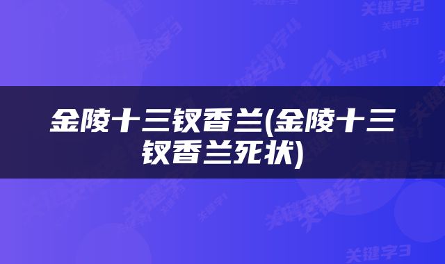 金陵十三钗香兰(金陵十三钗香兰死状)