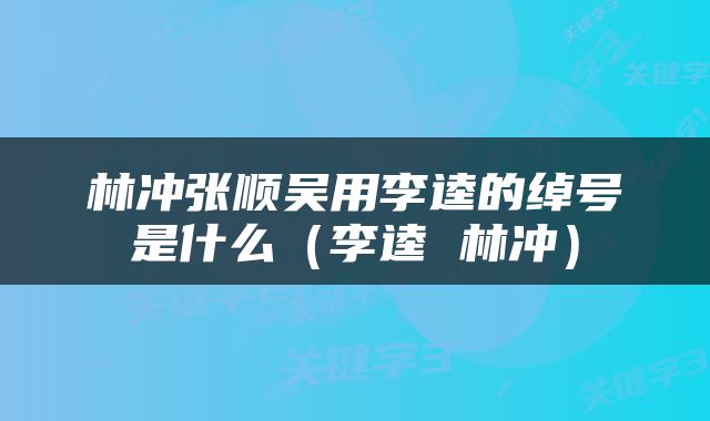 林冲张顺吴用李逵的绰号是什么（李逵 林冲）