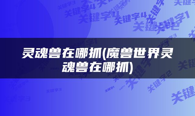灵魂兽在哪抓(魔兽世界灵魂兽在哪抓)