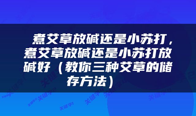  煮艾草放碱还是小苏打，煮艾草放碱还是小苏打放碱好（教你三种艾草的储存方法） 