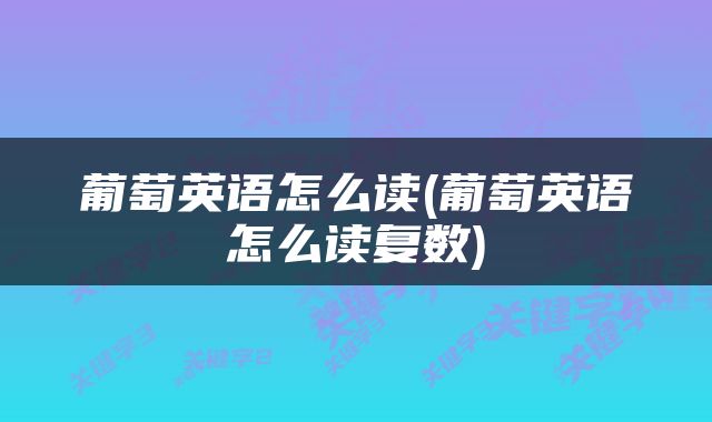 葡萄英语怎么读(葡萄英语怎么读复数)