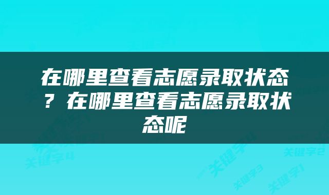 在哪里查看志愿录取状态？在哪里查看志愿录取状态呢