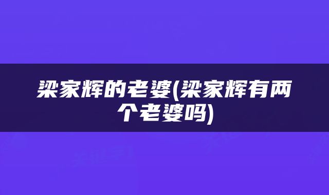 梁家辉的老婆(梁家辉有两个老婆吗)