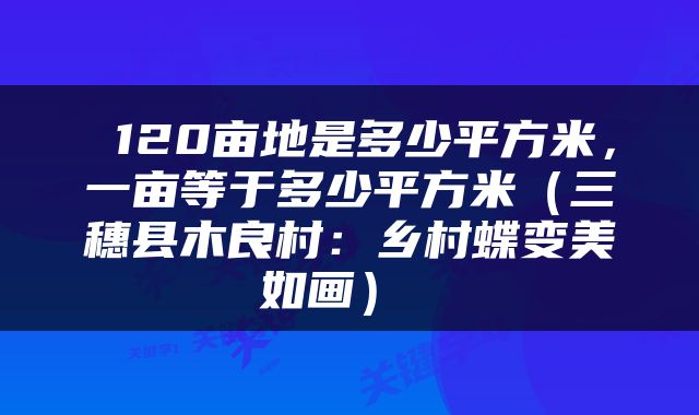  120亩地是多少平方米，一亩等于多少平方米（三穗县木良村：乡村蝶变美如画） 