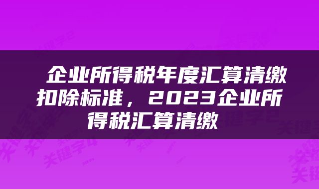  企业所得税年度汇算清缴扣除标准，2023企业所得税汇算清缴 