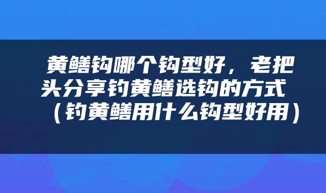 黄鳝钩哪个钩型好，老把头分享钓黄鳝选钩的方式（钓黄鳝用什么钩型好用） 