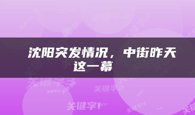  沈阳突发情况，中街昨天这一幕 