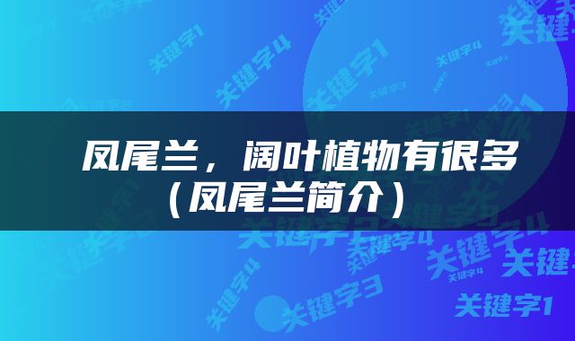  凤尾兰，阔叶植物有很多（凤尾兰简介） 