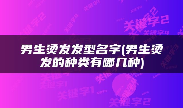 男生烫发发型名字(男生烫发的种类有哪几种)