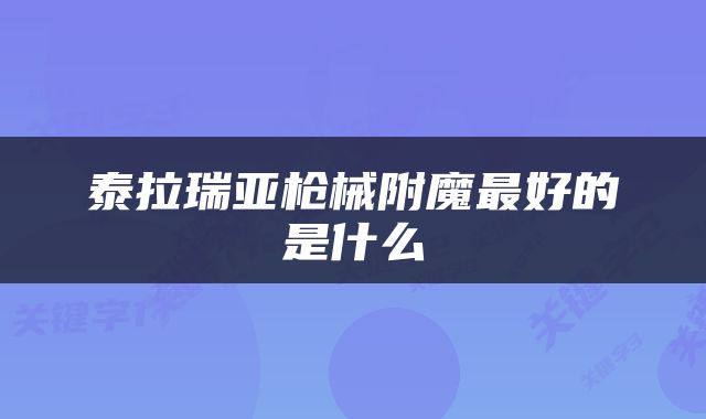 泰拉瑞亚枪械附魔最好的是什么