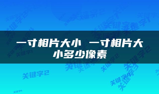 一寸相片大小 一寸相片大小多少像素