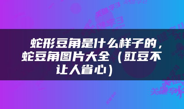  蛇形豆角是什么样子的，蛇豆角图片大全（豇豆不让人省心） 