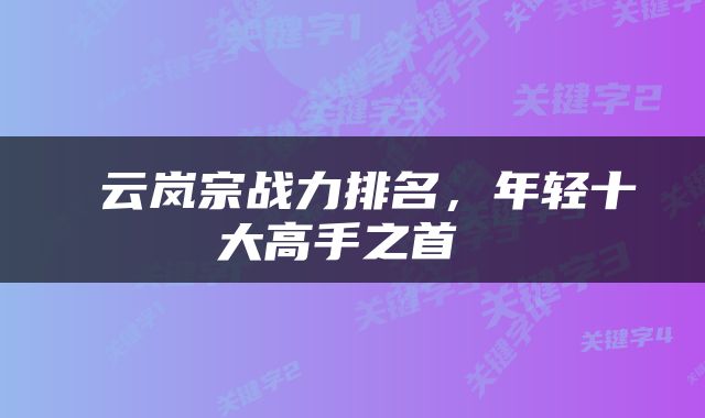  云岚宗战力排名，年轻十大高手之首 