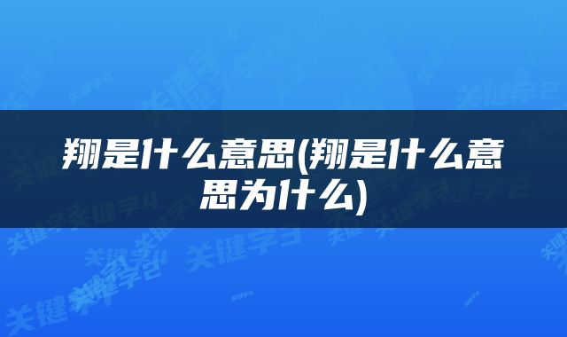 翔是什么意思(翔是什么意思为什么)