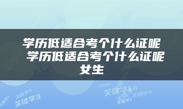 学历低适合考个什么证呢 学历低适合考个什么证呢女生