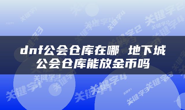 dnf公会仓库在哪 地下城公会仓库能放金币吗