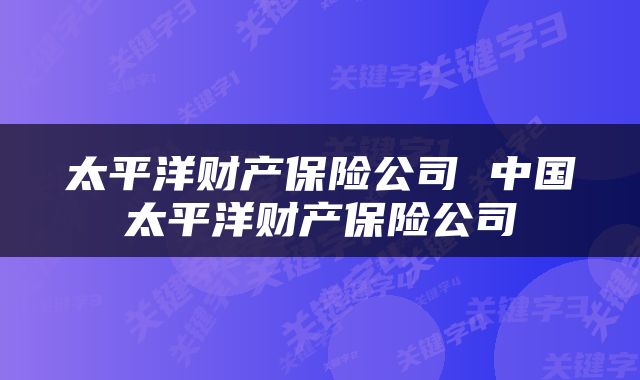 太平洋财产保险公司 中国太平洋财产保险公司