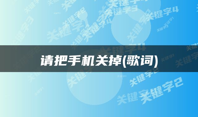 请把手机关掉(歌词)