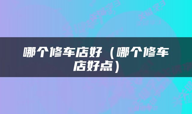 哪个修车店好（哪个修车店好点）