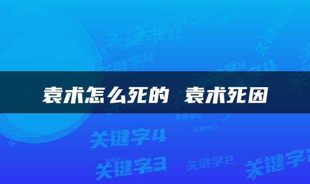 袁术怎么死的 袁术死因