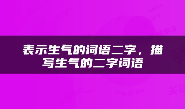 表示生气的词语二字，描写生气的二字词语