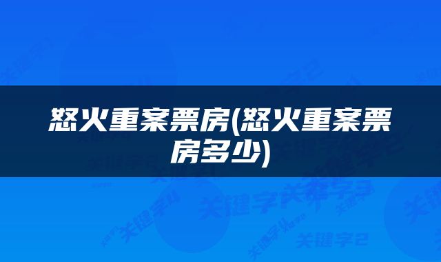 怒火重案票房(怒火重案票房多少)