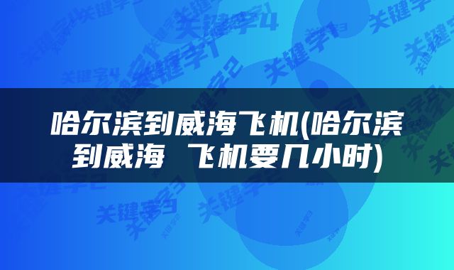 哈尔滨到威海飞机(哈尔滨到威海 飞机要几小时)
