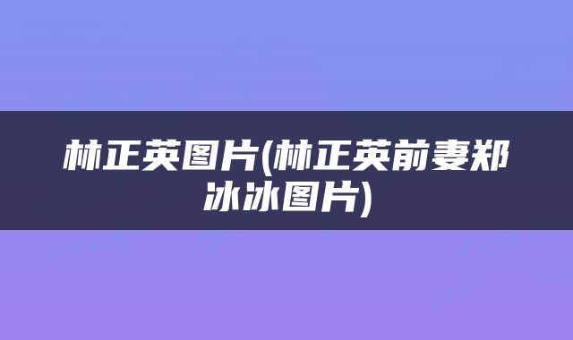 林正英图片(林正英前妻郑冰冰图片)