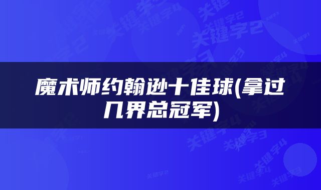 魔术师约翰逊十佳球(拿过几界总冠军)