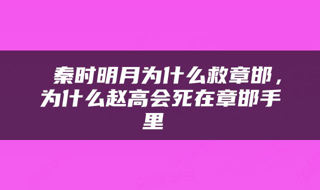  秦时明月为什么救章邯，为什么赵高会死在章邯手里 