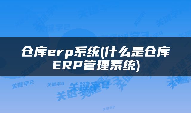 仓库erp系统(什么是仓库ERP管理系统)