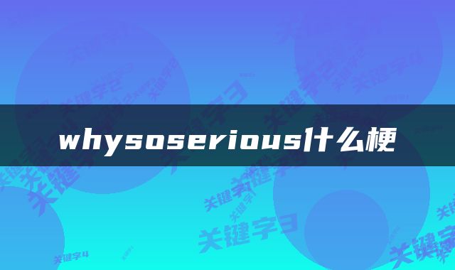 whysoserious什么梗