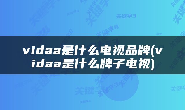 vidaa是什么电视品牌(vidaa是什么牌子电视)