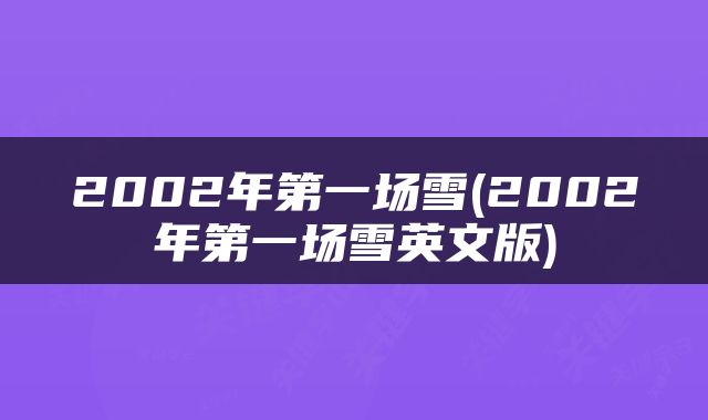 2002年第一场雪(2002年第一场雪英文版)