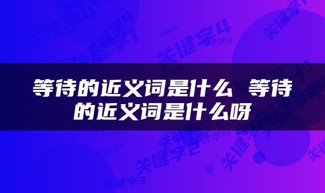 等待的近义词是什么 等待的近义词是什么呀