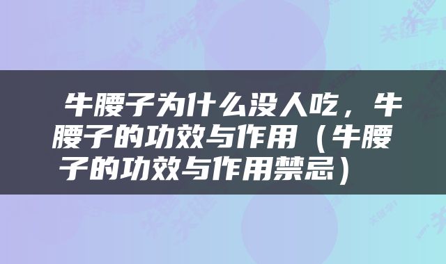  牛腰子为什么没人吃，牛腰子的功效与作用（牛腰子的功效与作用禁忌） 