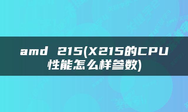 amd 215(X215的CPU性能怎么样参数)