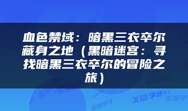 血色禁域：暗黑三衣卒尔藏身之地（黑暗迷宫：寻找暗黑三衣卒尔的冒险之旅）