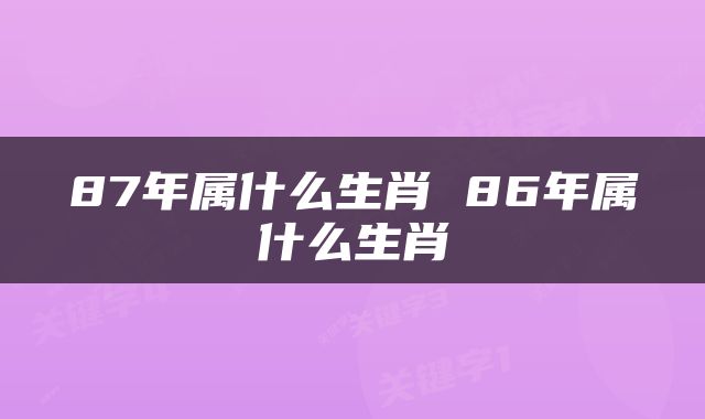 87年属什么生肖 86年属什么生肖