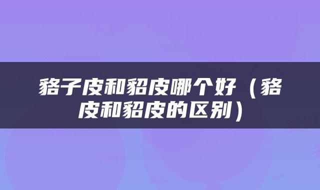 貉子皮和貂皮哪个好（貉皮和貂皮的区别）