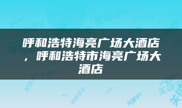 呼和浩特海亮广场大酒店，呼和浩特市海亮广场大酒店